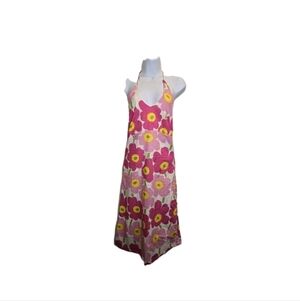 Vtg Marimekko Y2k Floral Halter Dress Floral Pink Sz Small